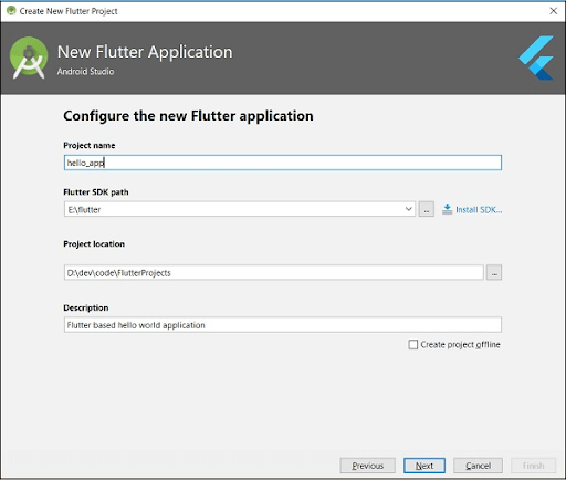 Configuring New Flutter Application